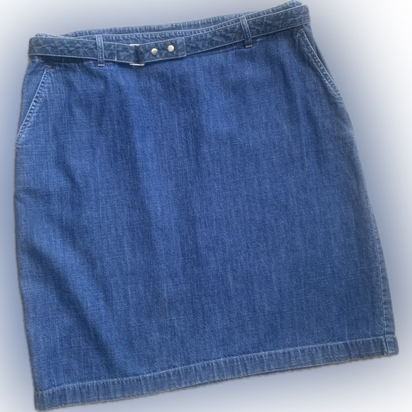 Ann Taylor chambray jean skirt with removable belt, size 12 - Picture 1 of 5